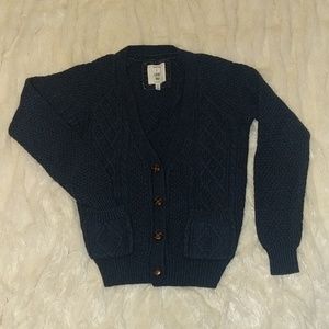 Navy Wool Pocket Cardigan